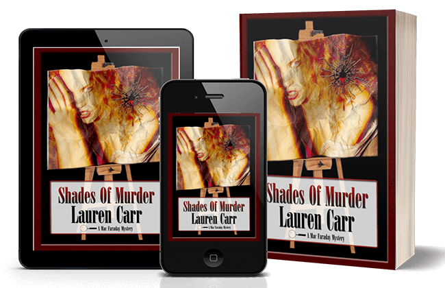 Shades of Murder phone and book display