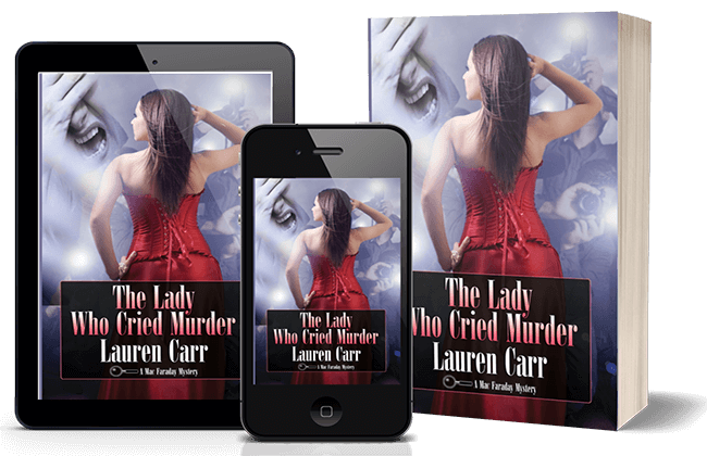 The Lady who Cried Murder phone and book display